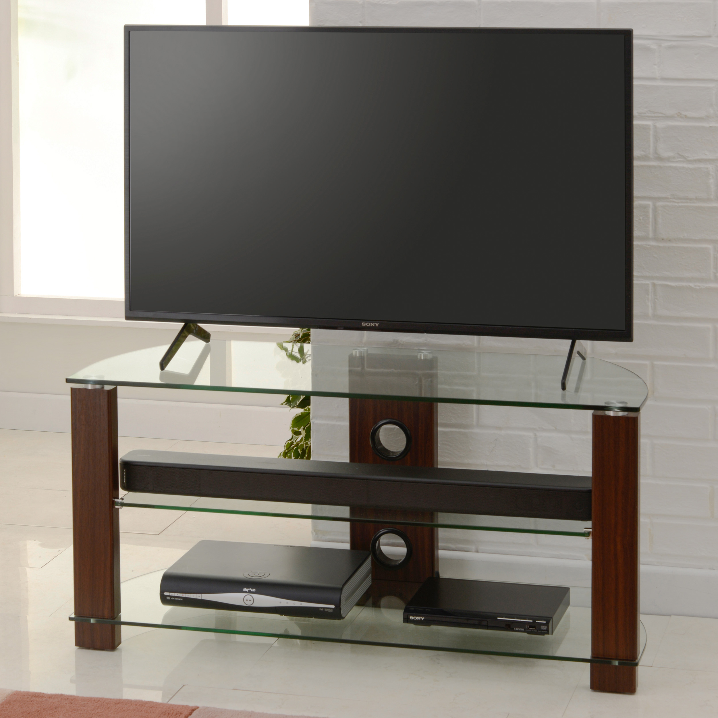 Glass flat screen on sale tv stand